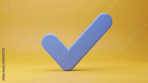 Large blue checkmark symbol on yellow background for approval confirmation