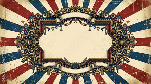 Vintage american patriotic frame with stars and stripes design