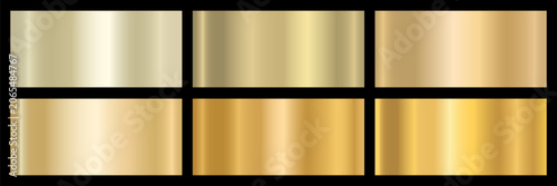 Set of six golden gradients. Metallic gradient effects for the design of text and bulletin boards, infographics. Vector EPS 10.