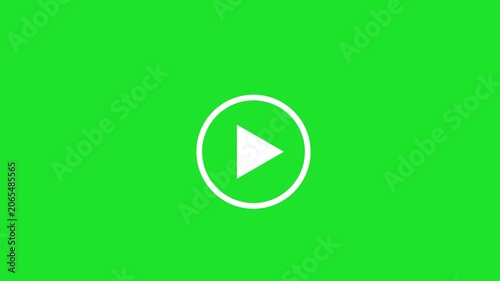 A bright green background serves as a vibrant canvas for a large white play button icon, a universal symbol for initiating media playback
