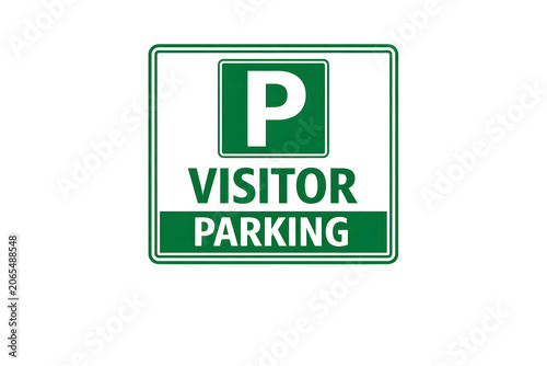 Green Visitor Parking Sign on White Background