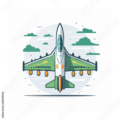 Green and blue airplane with propellers on transparent background