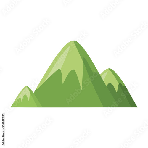 Green mountain range flat illustration