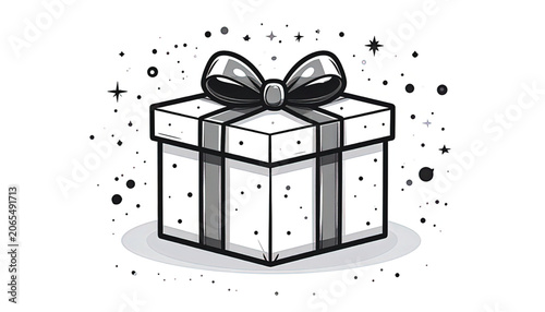 Wrapped Gift Box with Ribbon Bow.