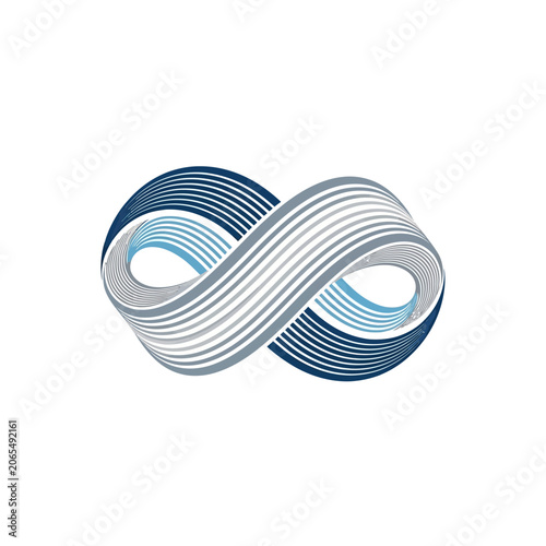 Blue and gray infinity symbol made of parallel lines
