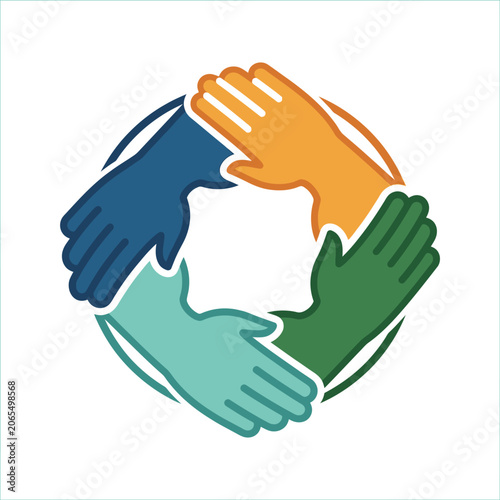 Bild auf Leinwand Diverse hands joining in unity circle.