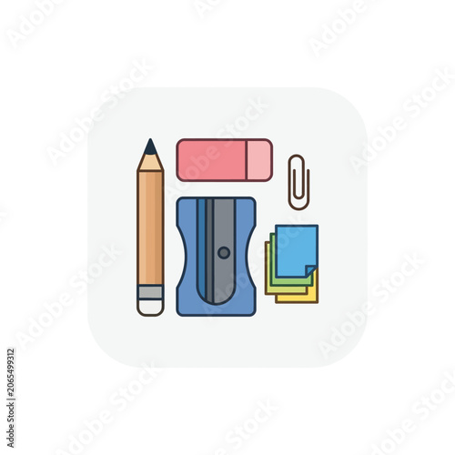 School supplies on white background.