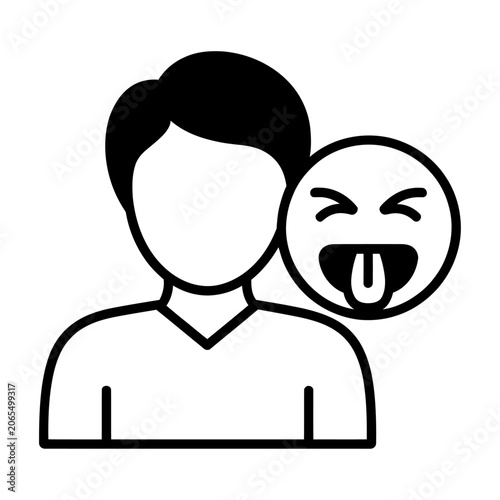 Картината върху платно Vector of a person with a zany emoticon face expressing playful humor and fun