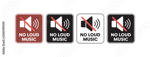 Photos No Loud Music Prohibited Symbol Design Featuring Noise Restriction Signs for Pub