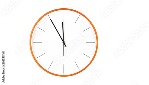 Modern Orange wall clock with minimalist design featuring clean white face and precise hour markers for contemporary office or home interior decoration.