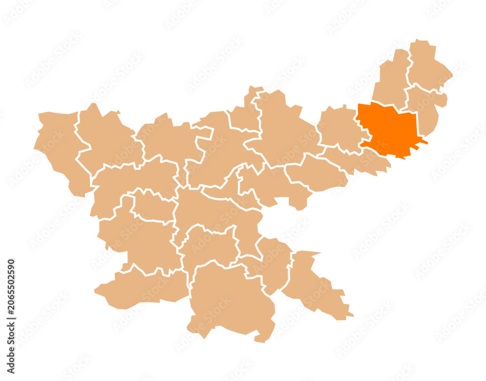 Obraz premium Dumka district highlighted in orange on Jharkhand map