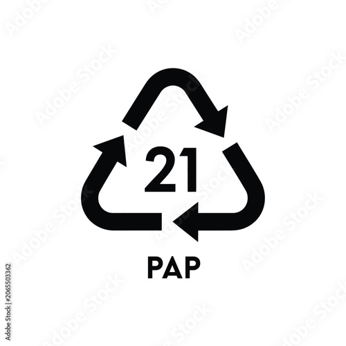 Canvastavla Recycling symbol with number twenty one and pap label black silhouette