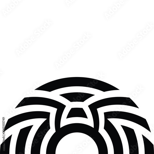 Geometric Radial Arc Half Circle Ornament, Tribal Dome Divider Separator Vector