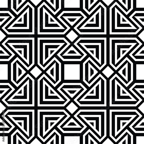 Geometric Angular Triangle Lattice Tile, Islamic Star Interlace Seamless Pattern Vector