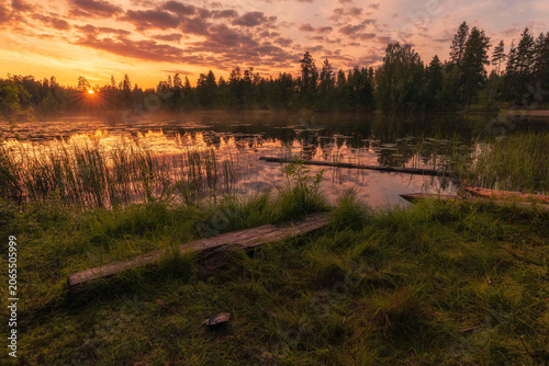sunset over swedish lake