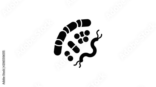 Microscopic Organisms Icon - Bacteria, Viruses, and Microbes Silhouette