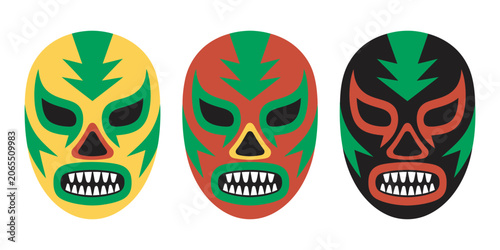 Foto Luchador Icons Featuring Mexican Wrestling Masks for Lucha Libre Fighters Sports