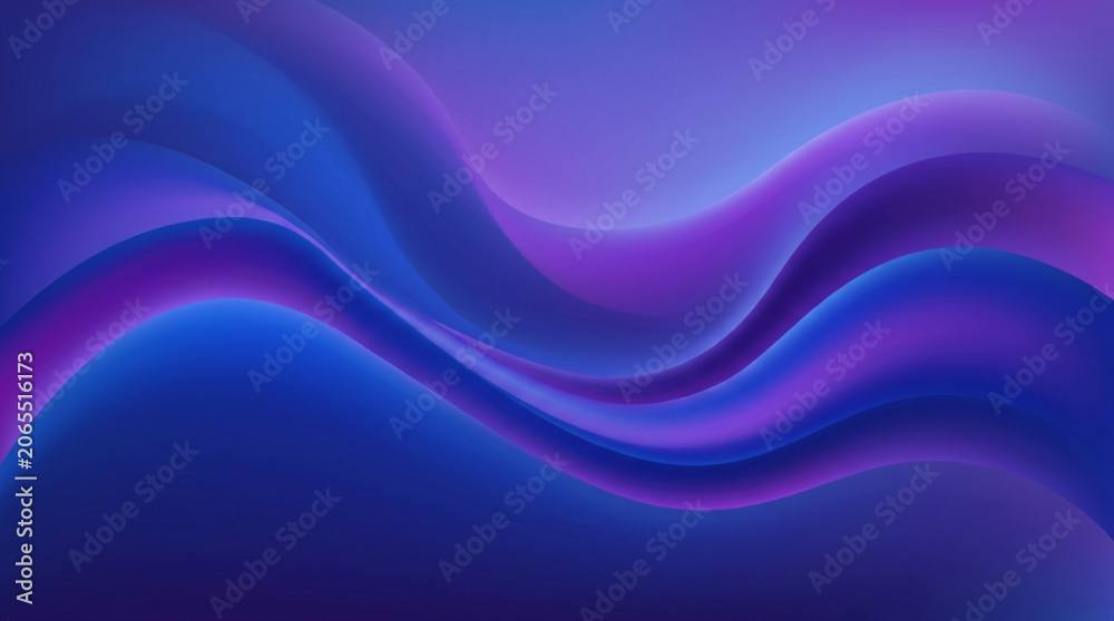Fototapeta premium Abstract flowing waves of blue and purple light.