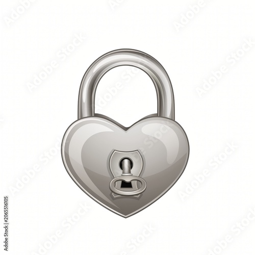 Heart-shaped silver padlock symbolizing love, security, and protection, ideal for romantic themes and concepts of trust in relationships or safe spaces.
