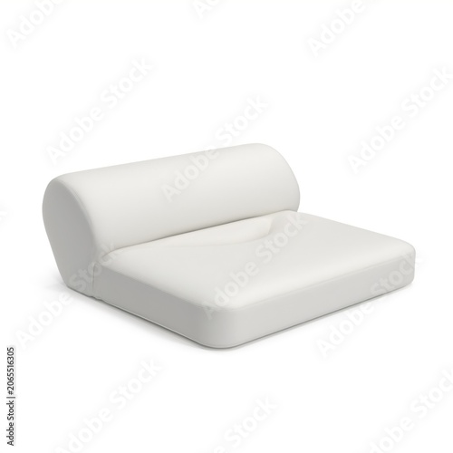 Modern Minimalist White Sofa with Smooth Curves and Soft Upholstery for Stylish Living Room or Office Interior Design Aesthetics