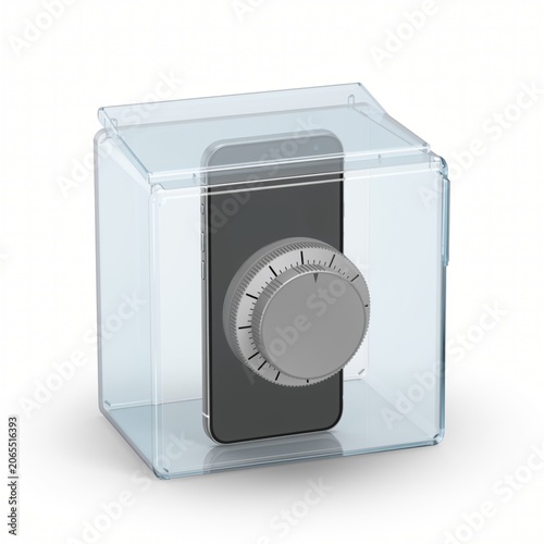 Secure Modern Technology Device in Transparent Safe with Dial Lock for Enhanced Safety and Protection in Contemporary Environments