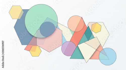 Photos Abstract Geometric Shapes Composition Colorful Modern Design.