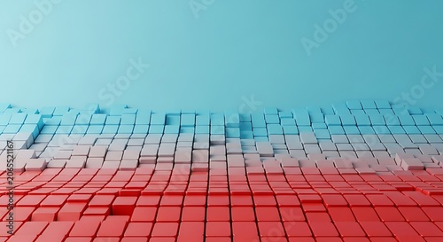 Modern brick wall with pixelated city skyline