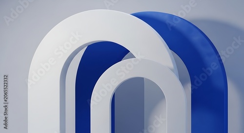 Modern abstract blue and white curved design