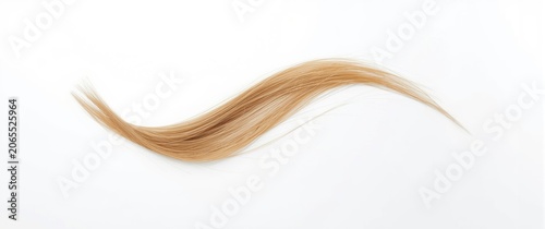 Single strand of wavy blonde hair against white background
