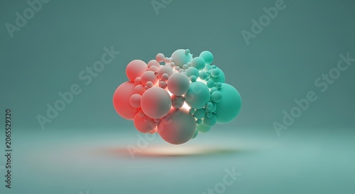 Colorful spheres cluster in gradient background