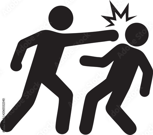 Punching Person Violence Warning Design Asset Vector Illustration