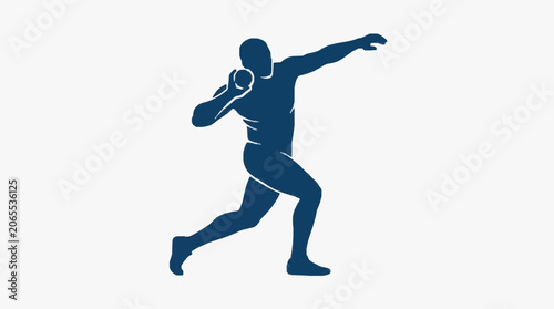 Tableau sur toile Athlete in dynamic sprinting pose on white background.