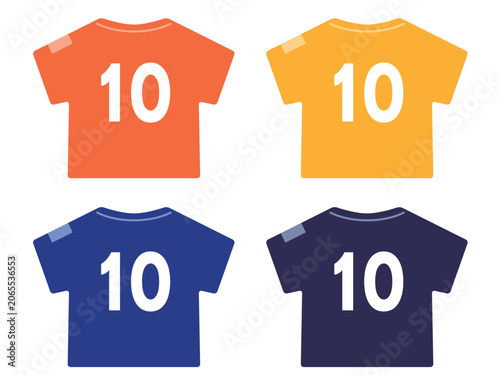 サッカースポーツ背番号10のユニフォームイラストセット／ベクター素材