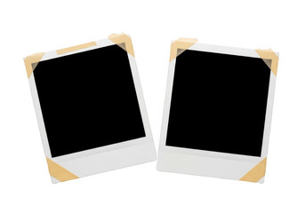 Two blank polaroid photo frames with vintage corner mounts Vector