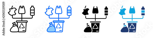 Obraz na plátně Waste Collection Icon Set Multi Style Vector Illustration