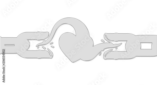 Φωτογραφία Broken chain with heart shaped link on a transparent background