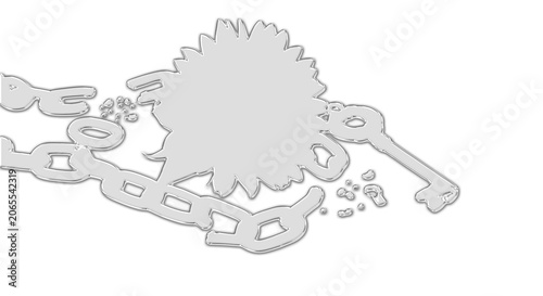Tableau sur toile Broken chain with a gear on a transparent background shows freedom and industry