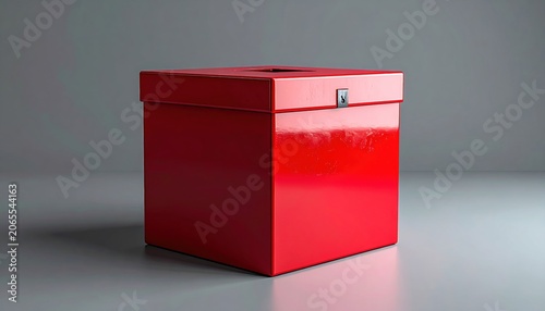 Vibrant Red Ballot Box with Slot Opening for Voting and Collection