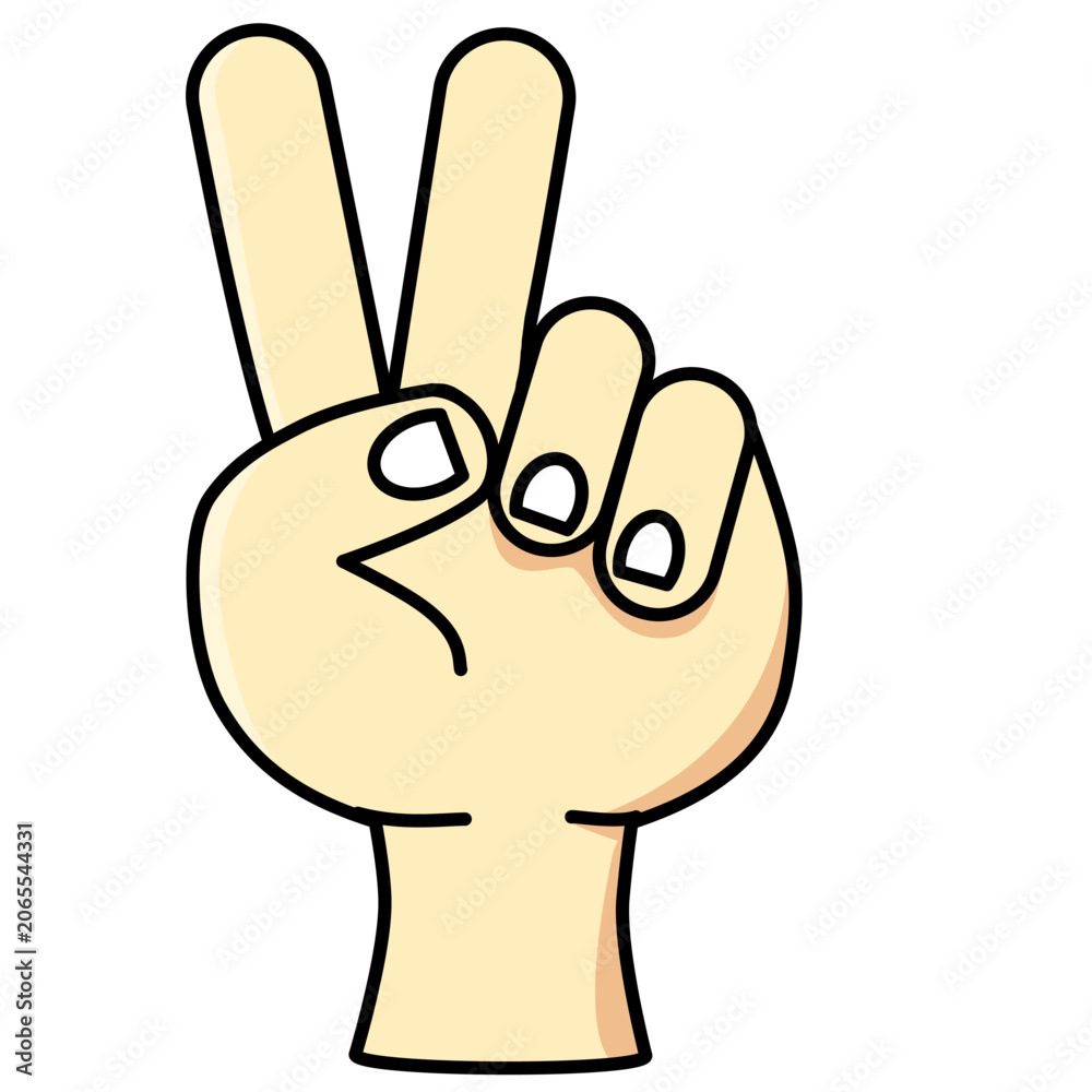 Fototapeta premium Number Two Hand Sign Vector Icon