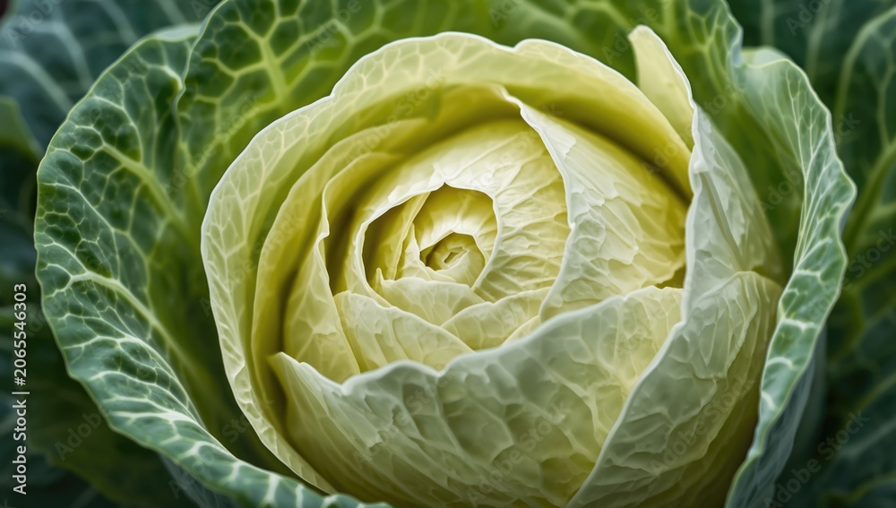 Fototapeta premium Close-up of a fresh green cabbage in its natural form