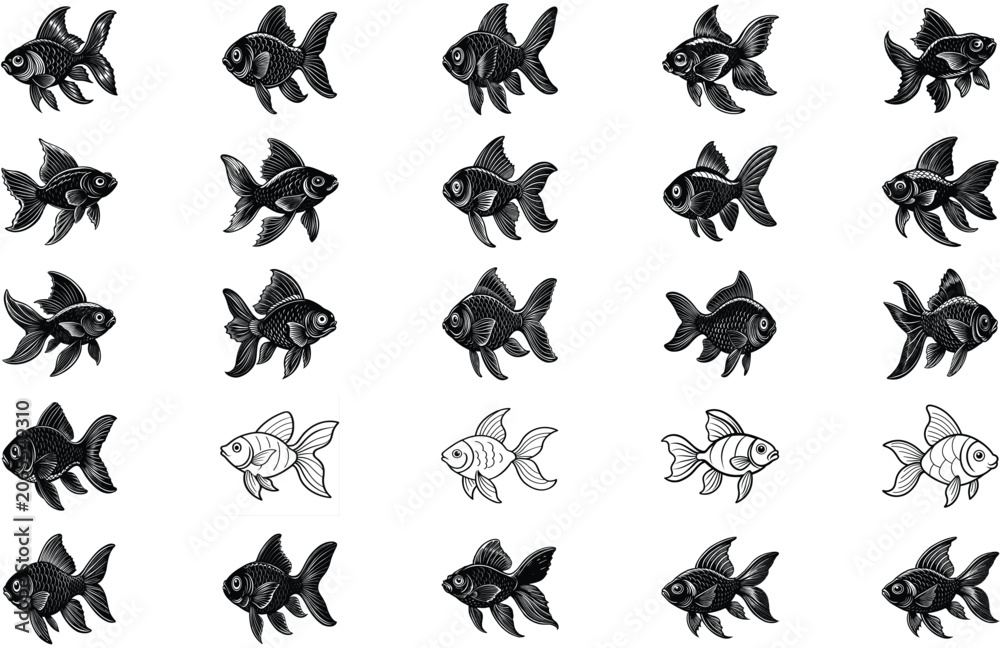 Fototapeta premium Fish icon vector set isolated on white background. food illustration sign collection.