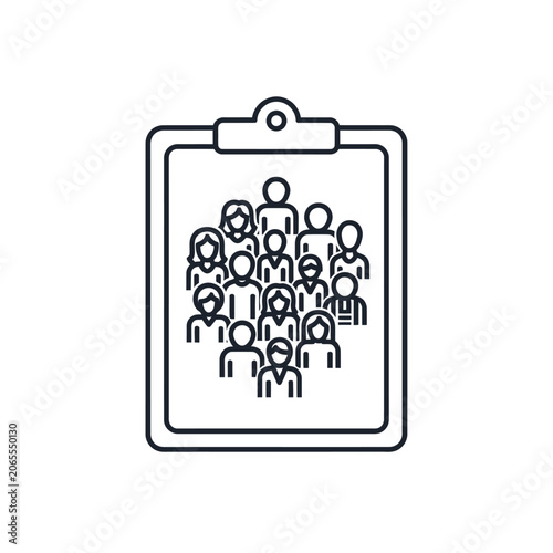 Human resources clipboard icon with team of people