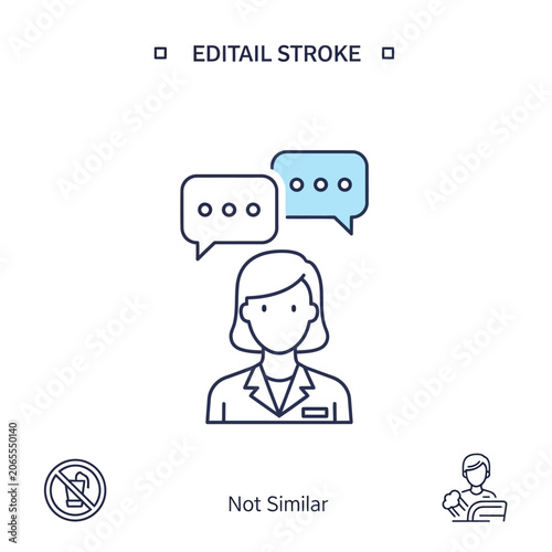 Female doctor consultation with speech bubbles line icon