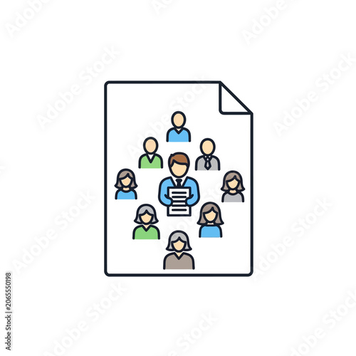 Human resources document with diverse team avatar icons