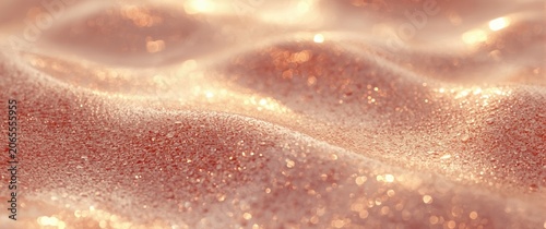 Shimmering rose gold sand waves with glimmering details