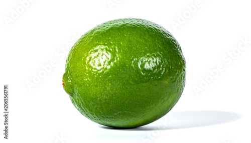 Fresh Green Lime Resting on White Studio Background