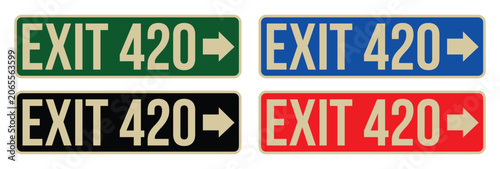 Fotografía Exit 420 Highway Road Sign Sticker Isolated on White Background Vector Illustrat