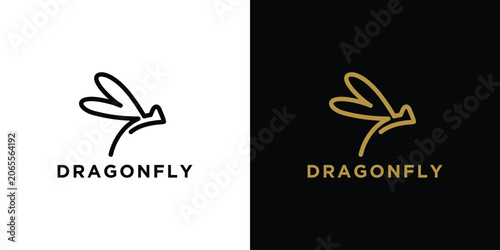Dragonfly logo design minimalist style elegant modern simple creative.