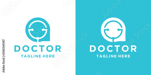 Modern Doctor Logo Design with Stethoscope and Tagline.