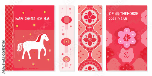 Canvastavla Floral Ornament And Horse Illustration Celebrating The Year Of The Horse
